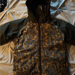 Patagonia Kids Digital Camo Raincoat - Black and Brown